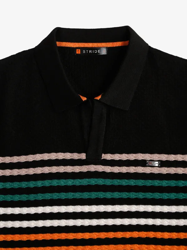 Stride black cotton stripe t-shirt