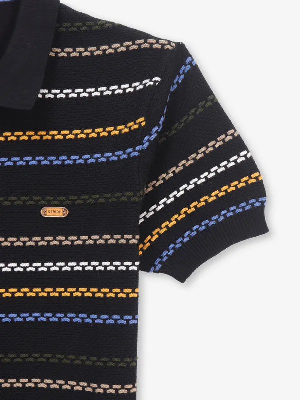 STRIDE black stripe t-shirt in cotton