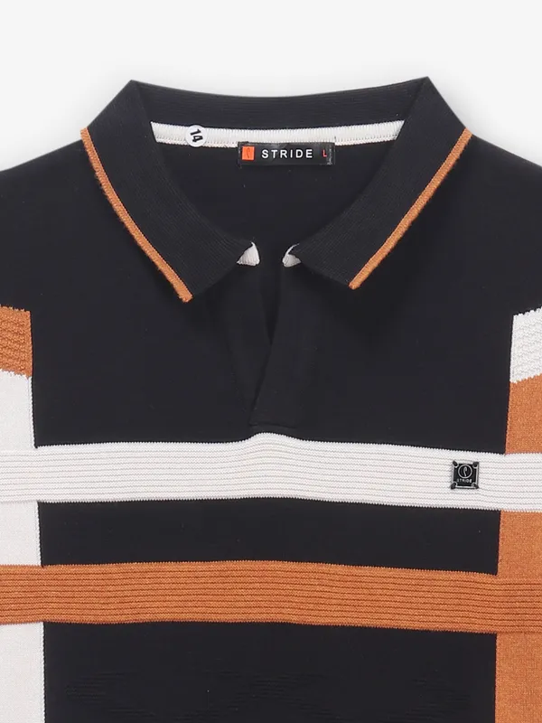 STRIDE color block black cotton t-shirt