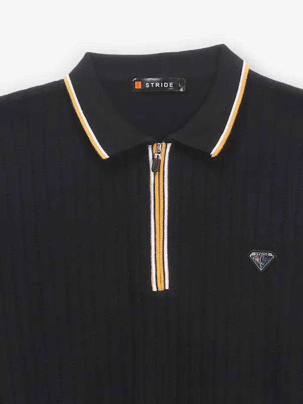STRIDE cool stripe black cotton t-shirt