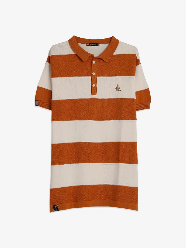 Stride cream and rust orange cotton t-shirt