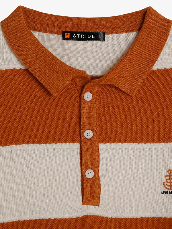 Stride cream and rust orange cotton t-shirt
