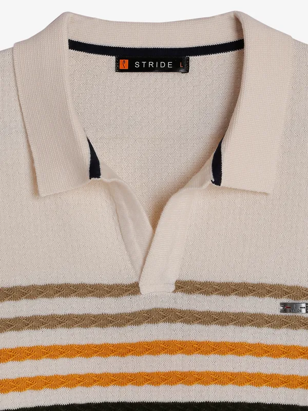 Stride cream stripe cotton t-shirt