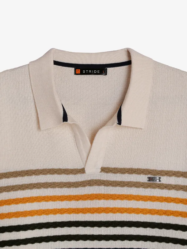 Stride cream stripe cotton t-shirt