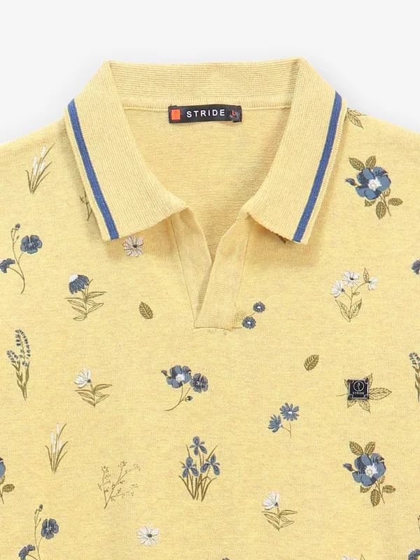 STRIDE mustard yellow printed t-shirt