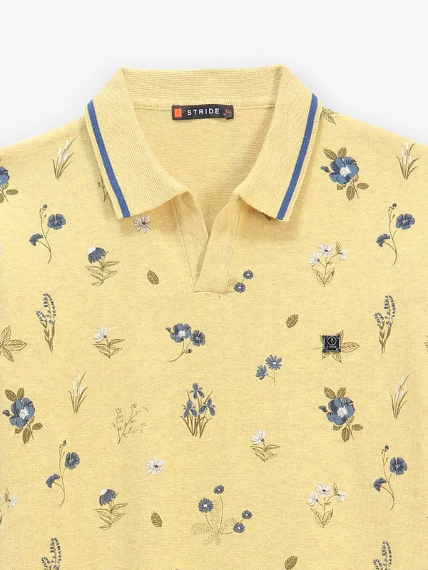STRIDE mustard yellow printed t-shirt