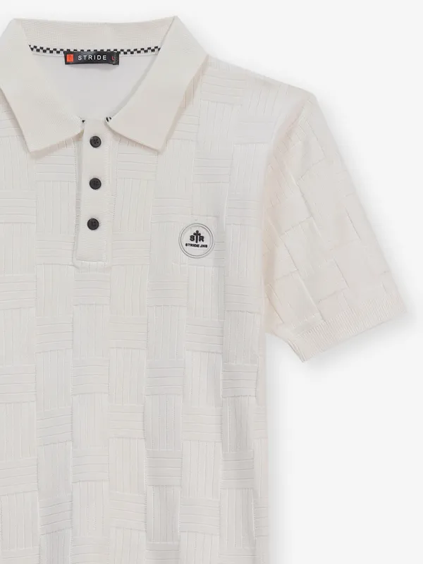 STRIDE off-white cotton texture t-shirt