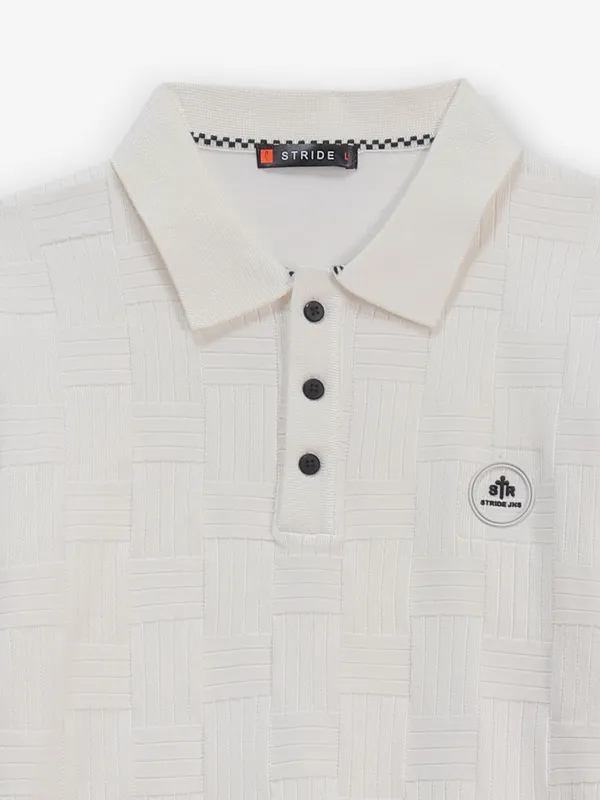 STRIDE off-white cotton texture t-shirt
