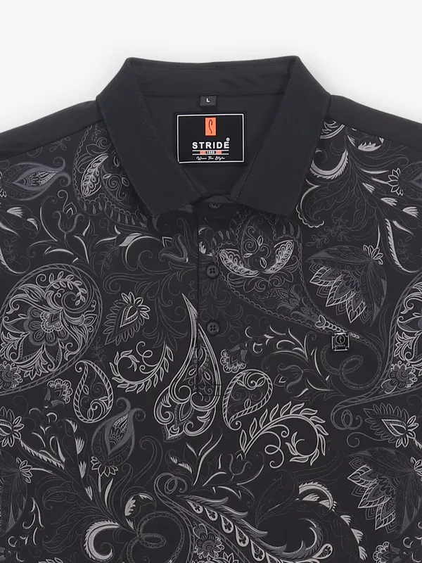 STRIDE printed cotton black t-shirt