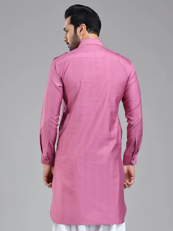 Striking elegant dark pink pathani kurta for men