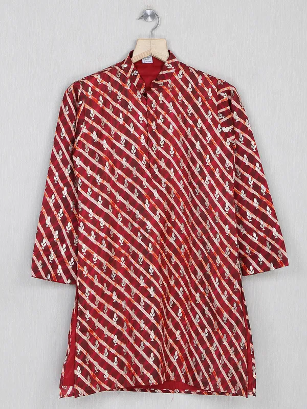 Striped marron cotton kurta set