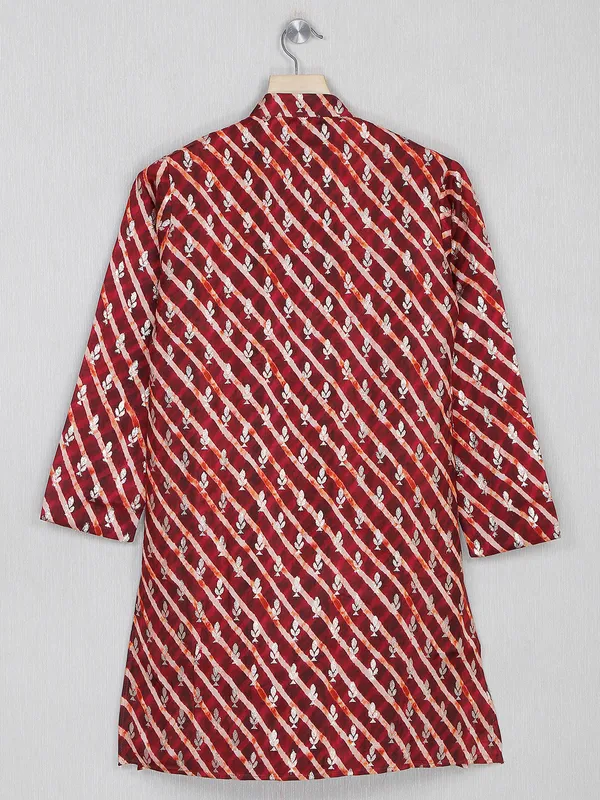 Striped marron cotton kurta set