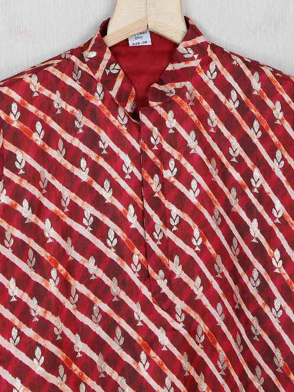 Striped marron cotton kurta set
