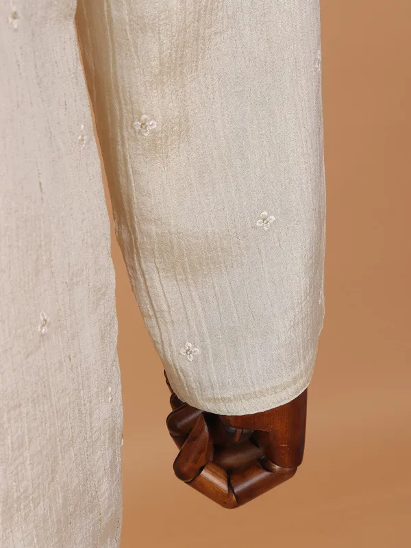 Stunning beige cotton kurta suit for men