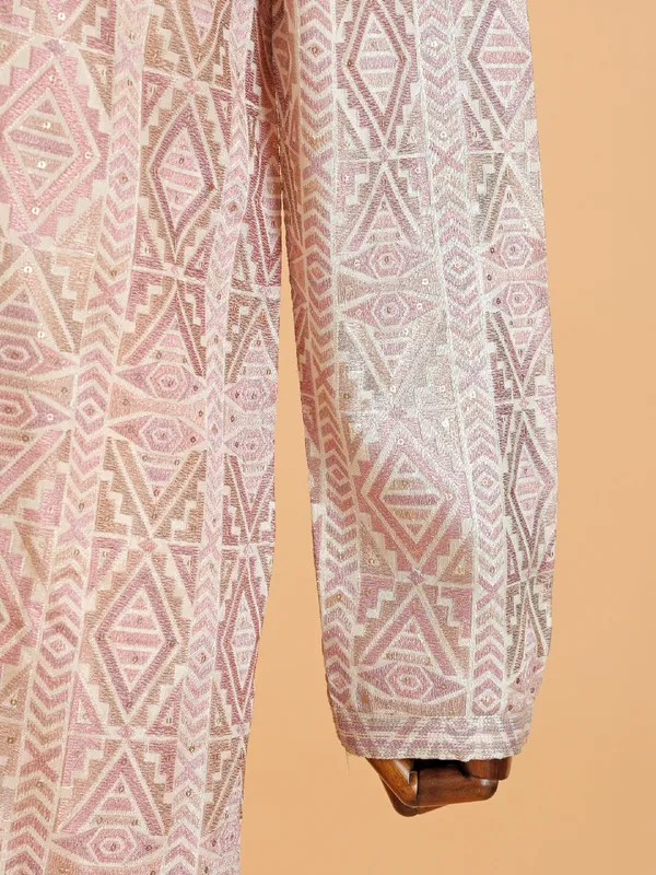 Stunning beige cotton silk kurta suit