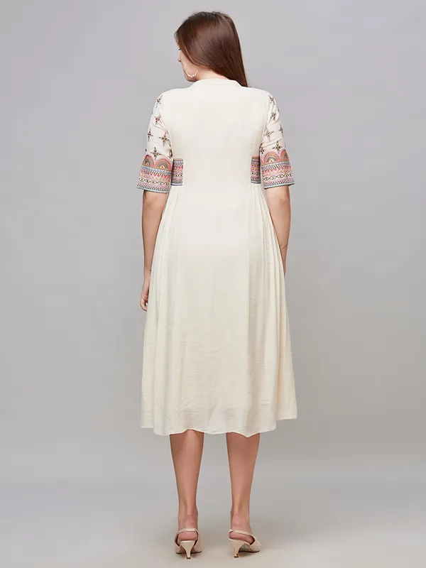Stunning beige embroidery cotton kurti