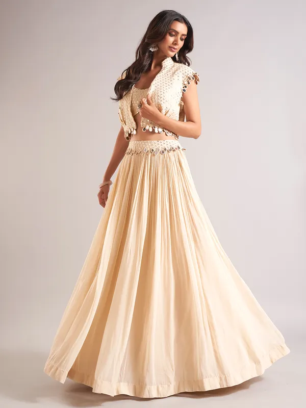 Stunning beige lehenga choli in georgette