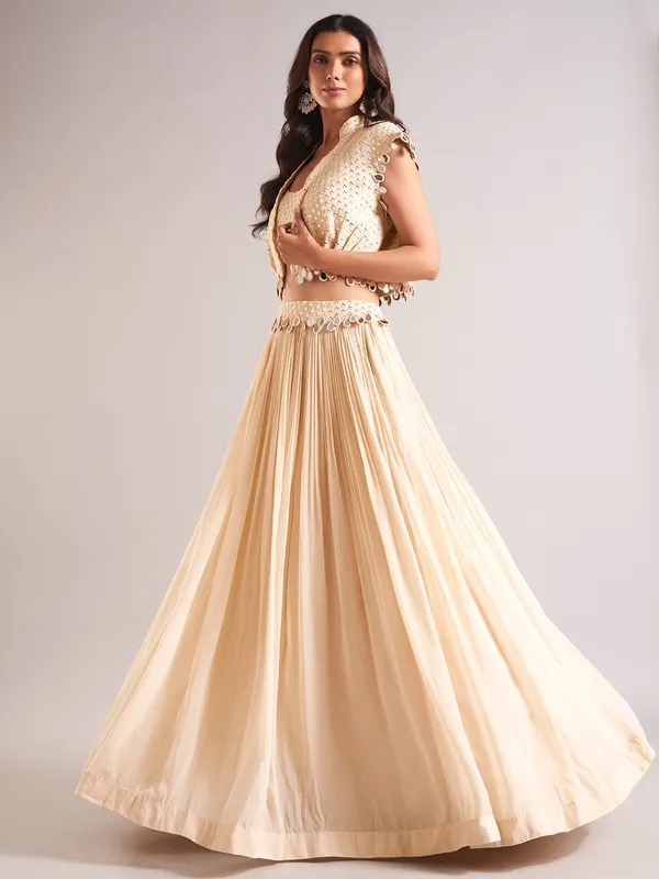 Stunning beige lehenga choli in georgette