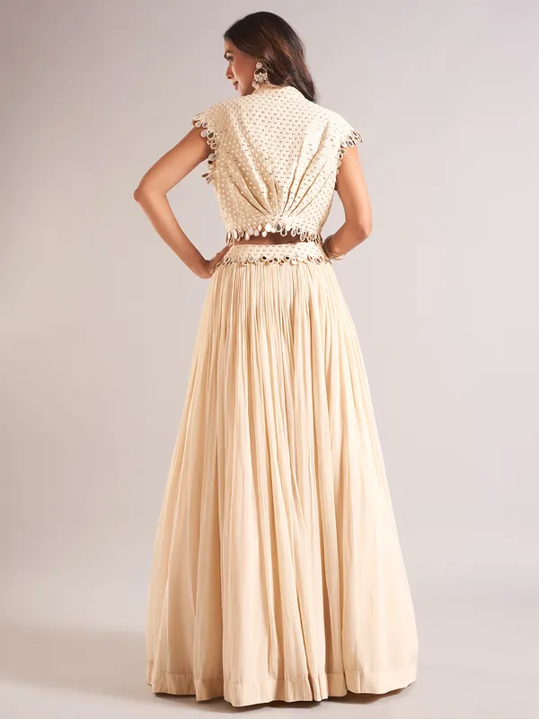 Stunning beige lehenga choli in georgette