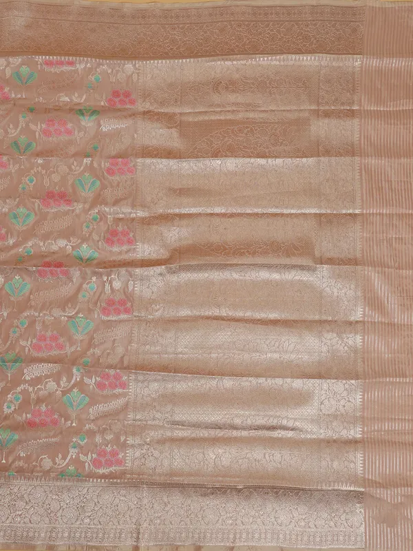 Stunning beige silk banarasi silk saree