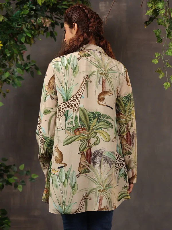 Stunning beige silk printed top