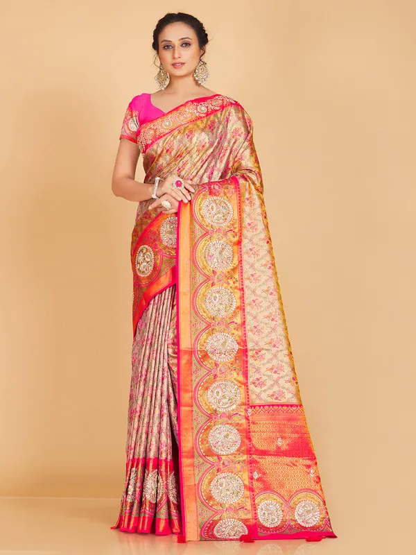 Stunning beige silk saree