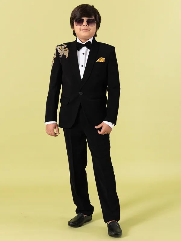 Stunning black coat suit with for boys