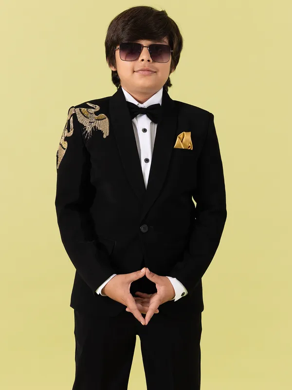 Stunning black coat suit with for boys