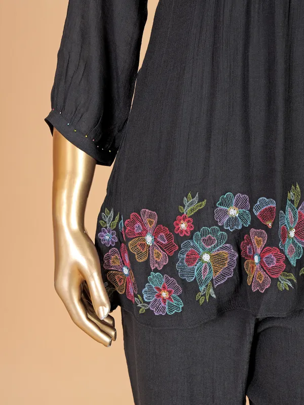 Stunning black cotton kurti set