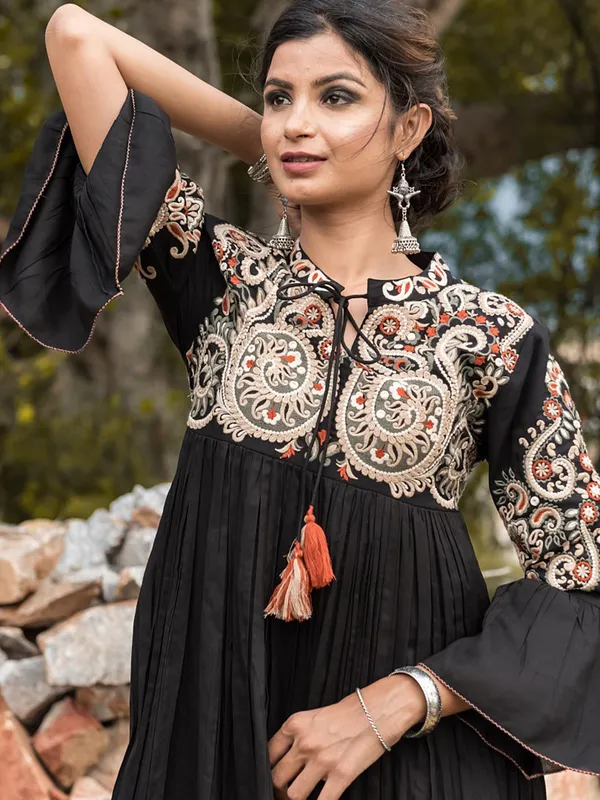 Stunning black cotton long kurti