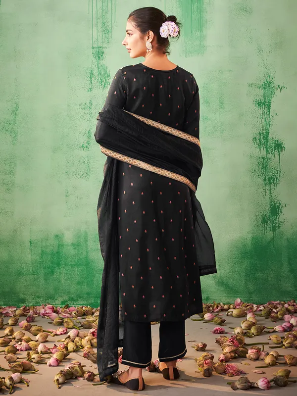 Stunning black cotton silk casual kurti set
