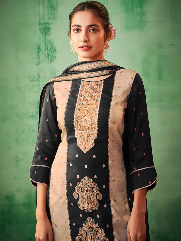 Stunning black cotton silk casual kurti set