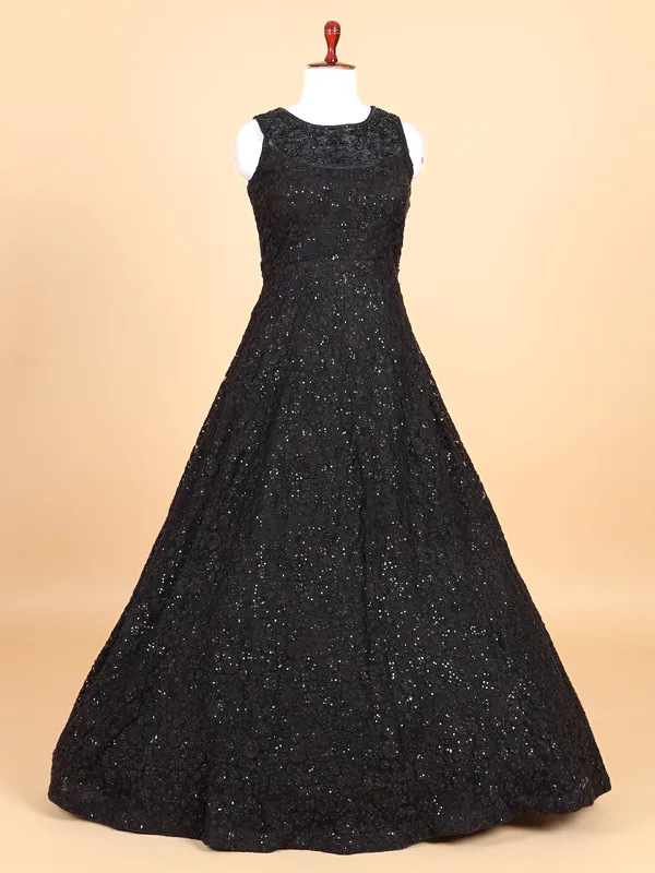 Stunning black net designer gown