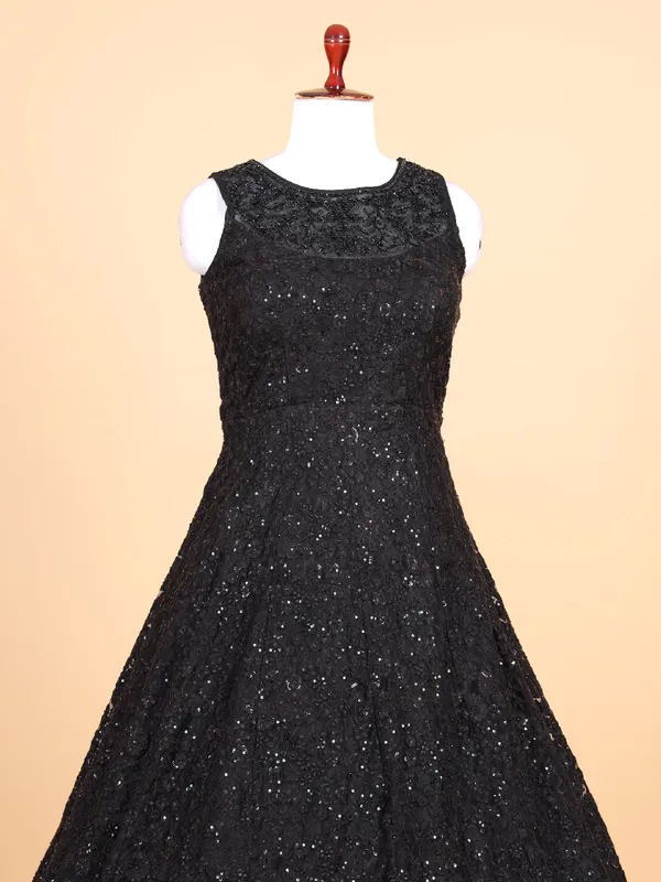 Stunning black net designer gown