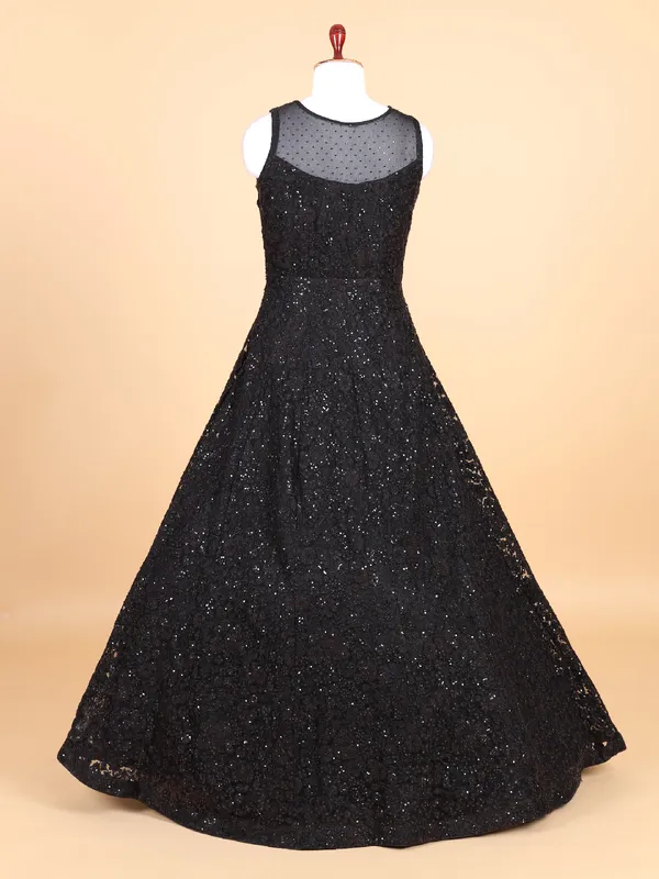 Stunning black net designer gown