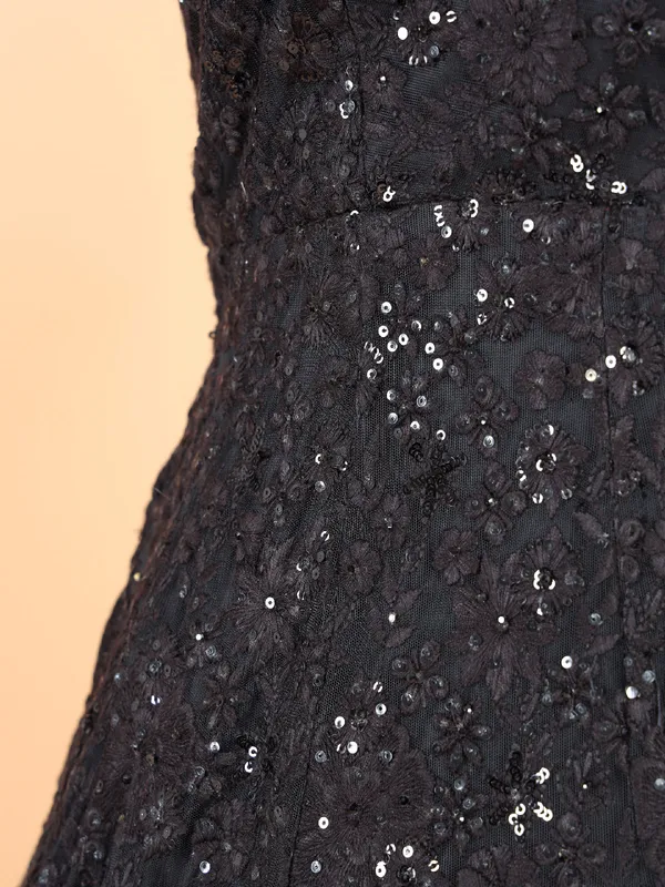 Stunning black net designer gown