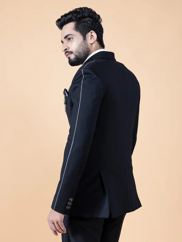 Stunning black plain terry rayon blazer