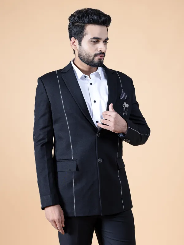 Stunning black plain terry rayon blazer
