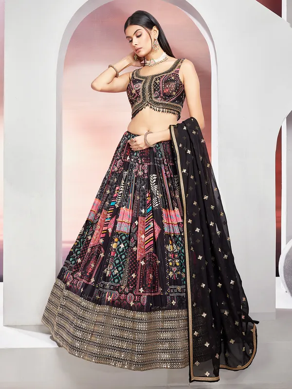 Stunning black printed lehenga choli