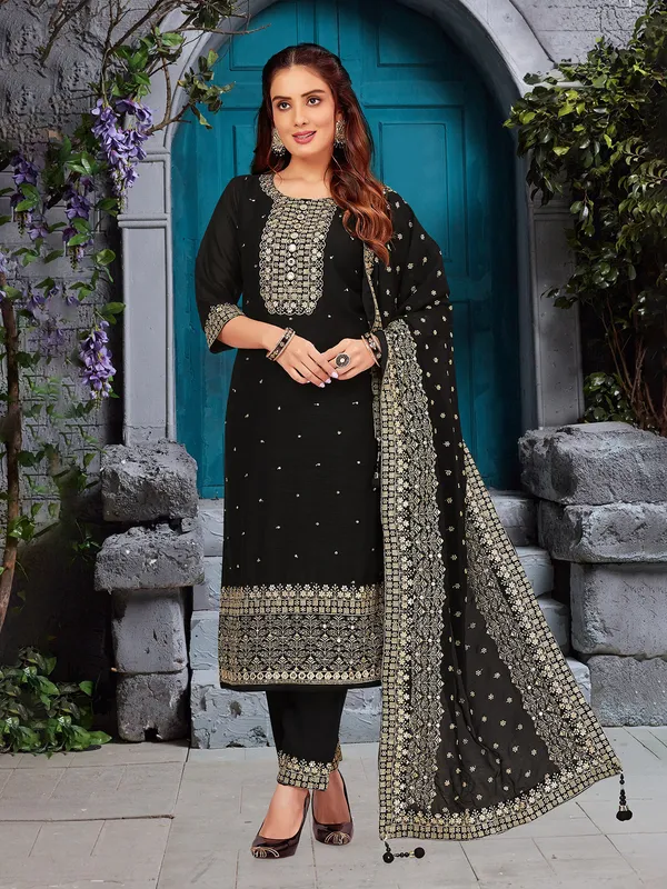 Stunning black silk salwar suit