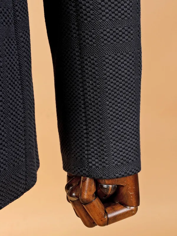 Stunning black textured coat suit for men