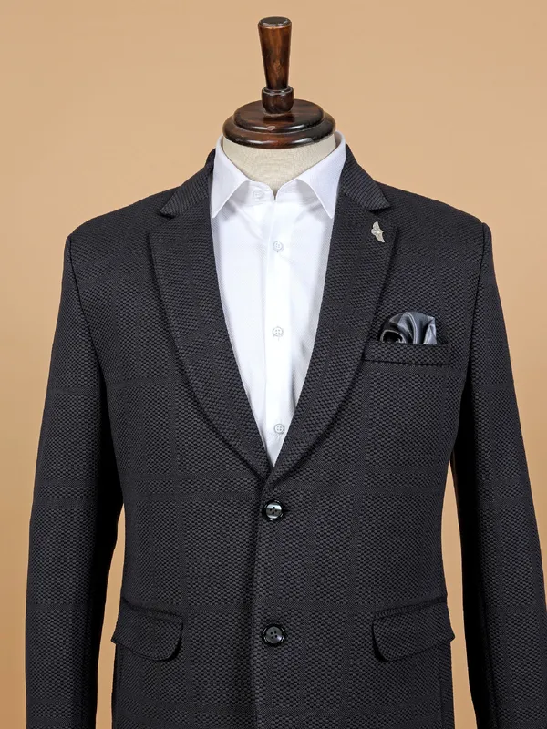 Stunning black textured coat suit for men