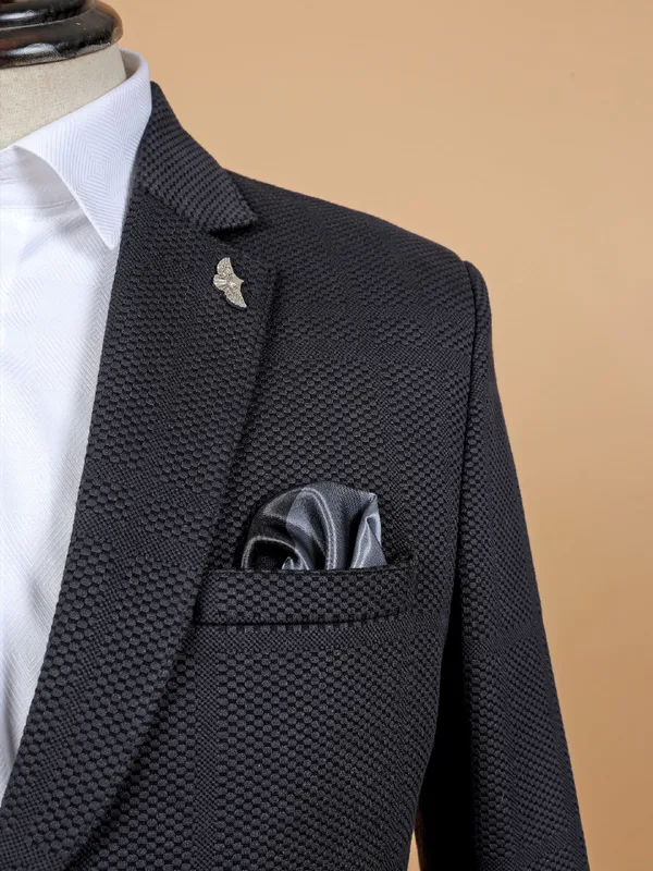 Stunning black textured coat suit for men