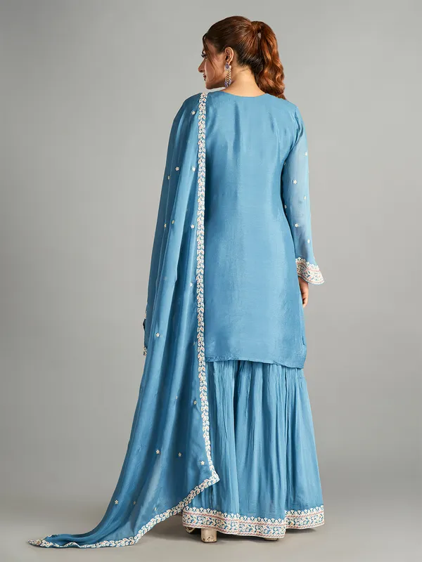 Stunning blue chiffon palazzo suit