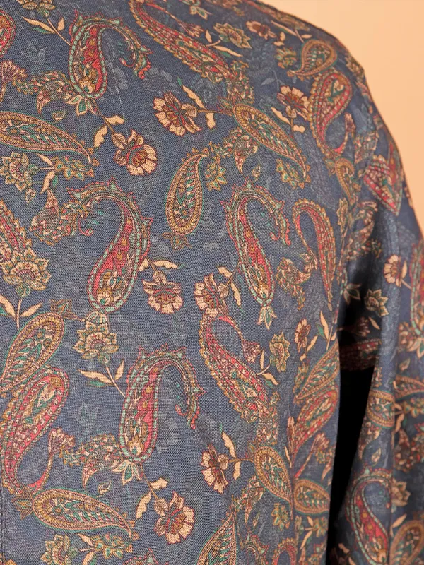 Stunning blue cotton kurta suit for men