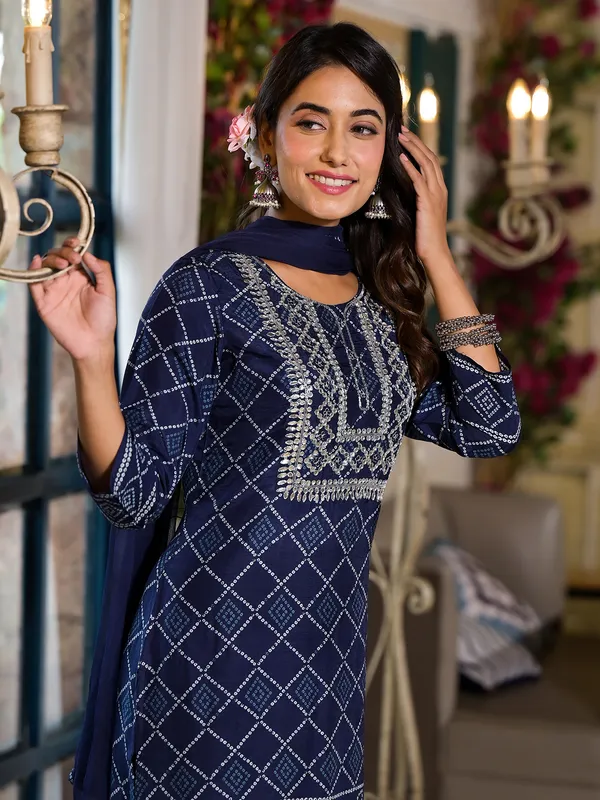Stunning blue kurti set in silk