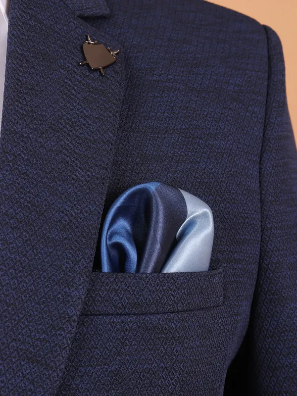 Stunning blue textured cotton blazer for men