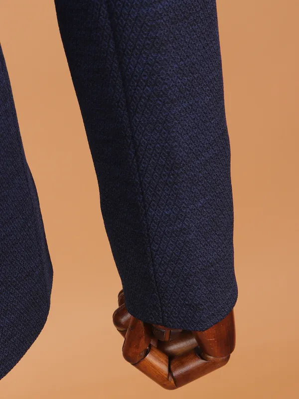 Stunning blue textured cotton blazer for men