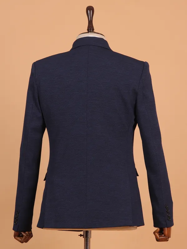 Stunning blue textured cotton blazer for men