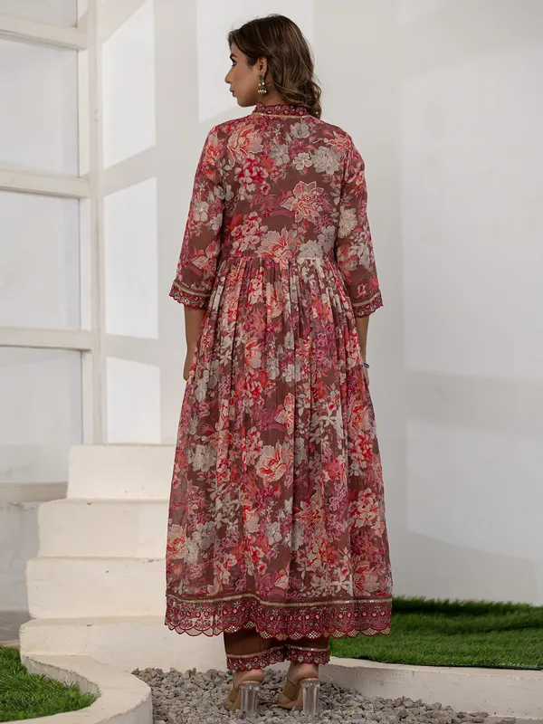 Stunning brown kurti set in silk